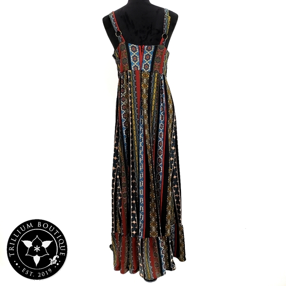 Tahari Sleeveless Tile Stripe Print Maxi Dress S - Picture 6 of 8